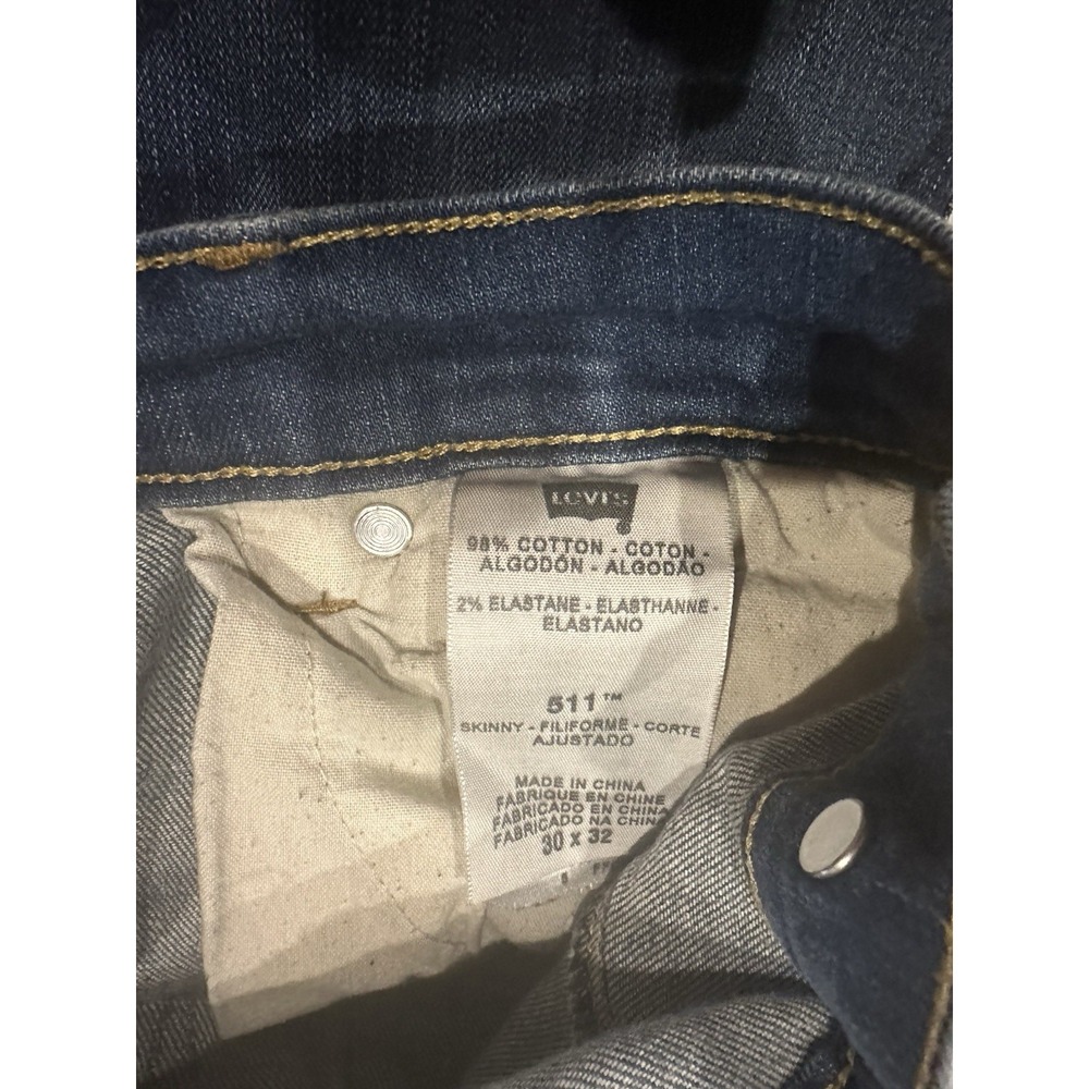 Levi's 511 Skinny Two Horse Brand Med Wash 30x32 Adjustable Waist 9 Pockets - Picture 10 of 11
